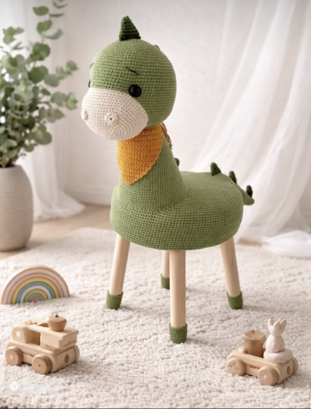 Banco infantil em amigurumi dinossauro