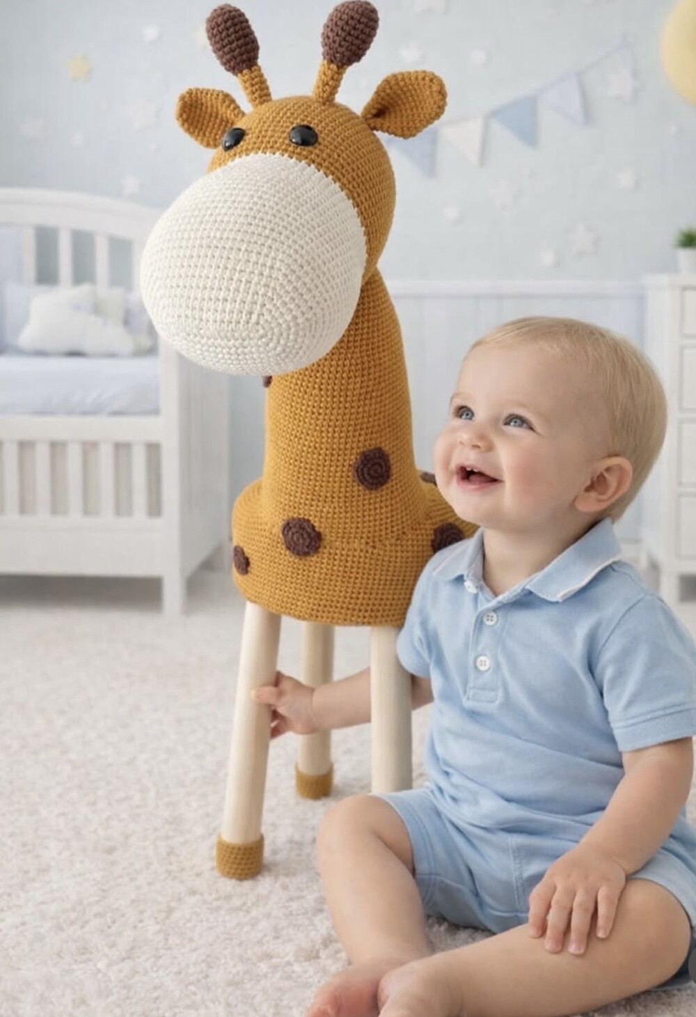 Banco infantil em amigurumi Girafa