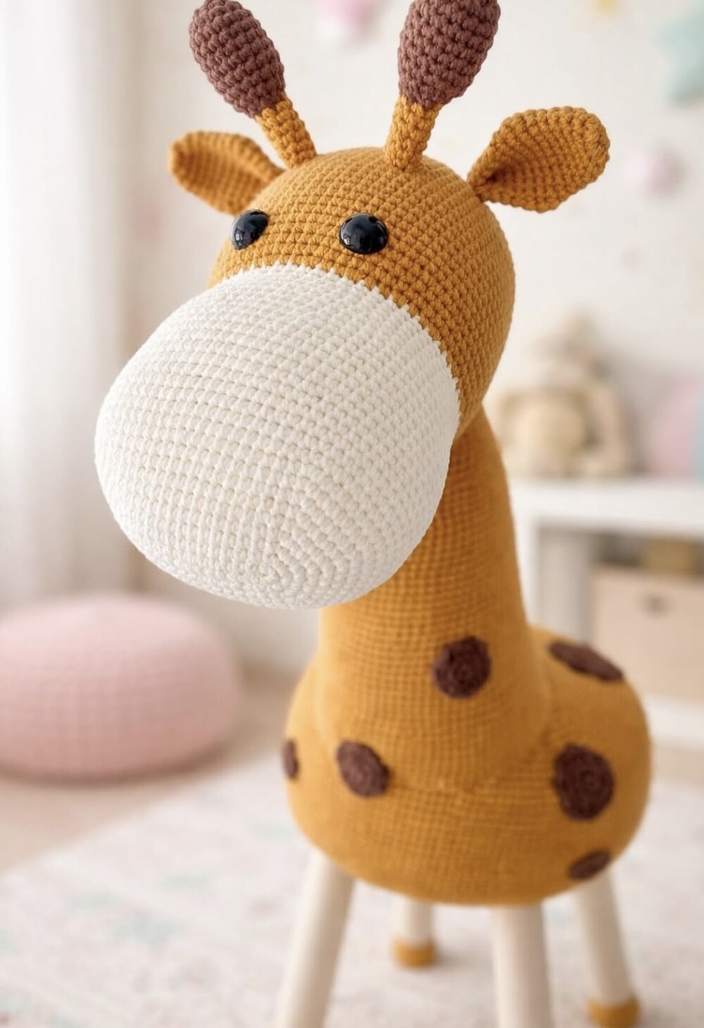 Banco infantil em amigurumi Girafa