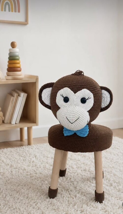 Banco infantil em amigurumi Macaco