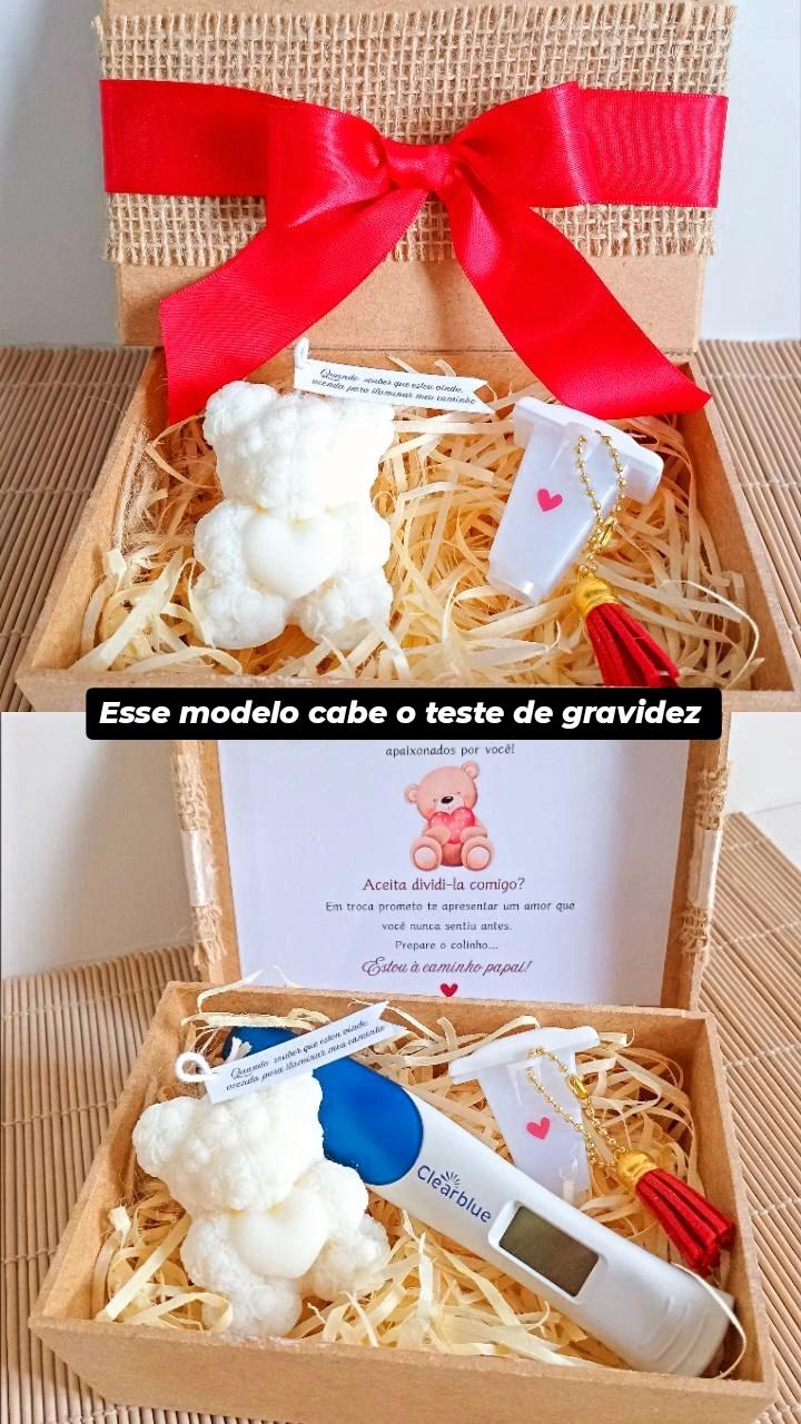 Caixa Anúncio de Gravidez com Vela e Monóculo Personalizado.