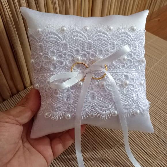 Almofada Porta Aliança Casamento, Bodas 15x15 cm