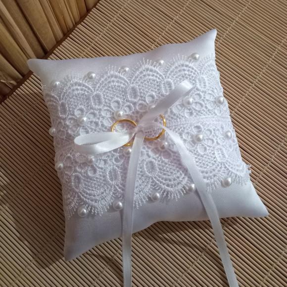 Almofada Porta Aliança Casamento, Bodas 15x15 cm
