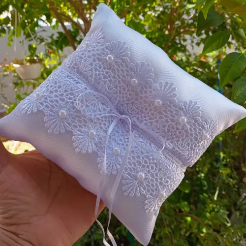 Almofada Porta Aliança Casamento, Bodas 15x15 cm
