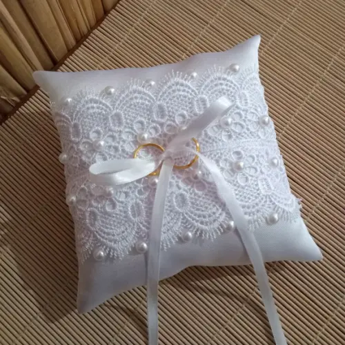 Almofada Porta Aliança Casamento, Bodas 15x15 cm
