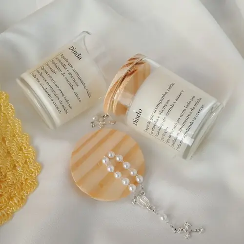 Vela Perfumada 50g com Divino Espírito Santo ou Mini Terço