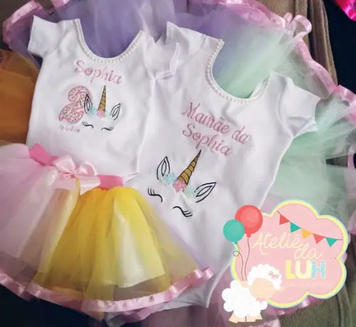 conjunto unicórnio tal mãe Tal filha !