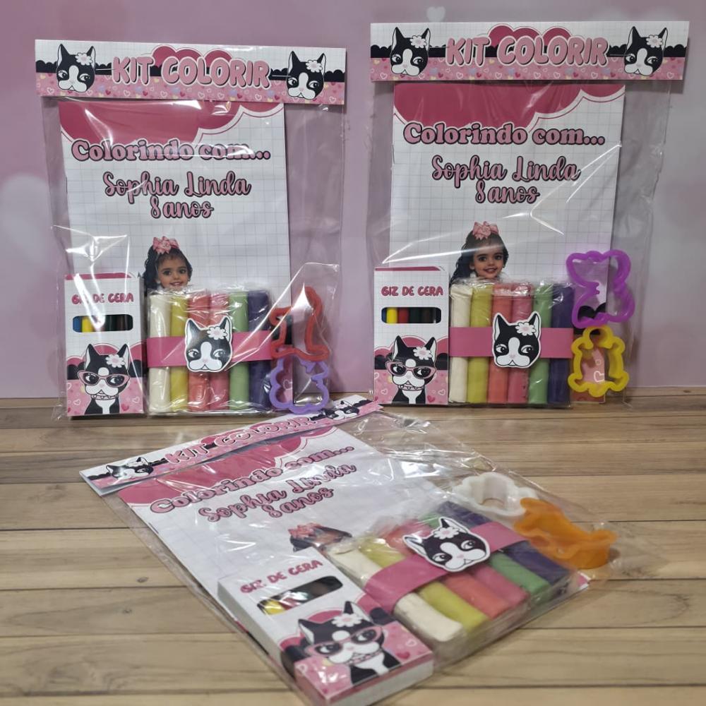 Kit Colorir Completo com Massinha de Modelar Diversos Temas