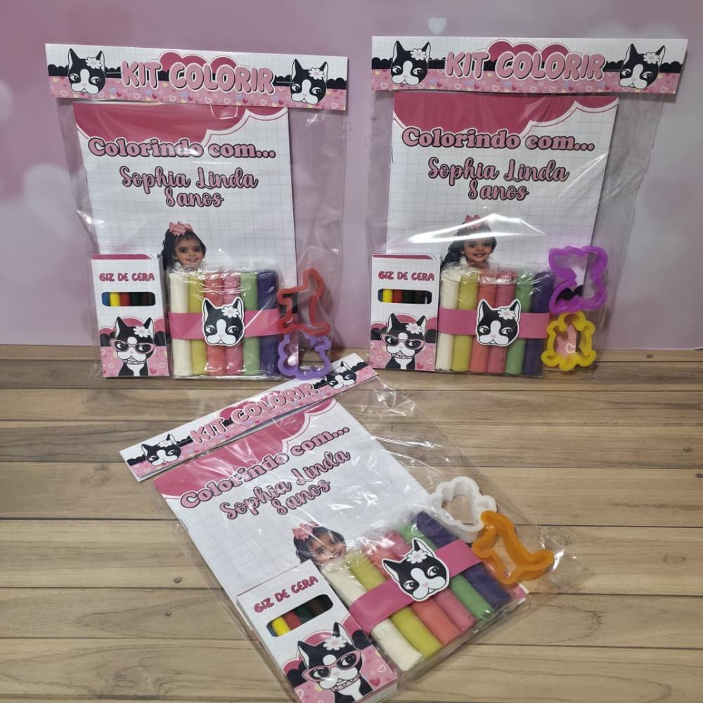 Kit Colorir Completo com Massinha de Modelar Diversos Temas
