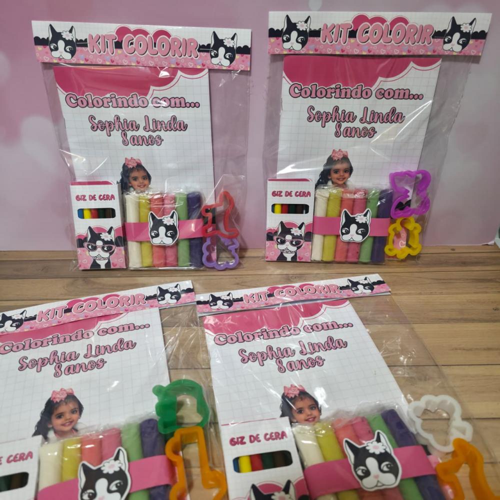 Kit Colorir Completo com Massinha de Modelar Diversos Temas
