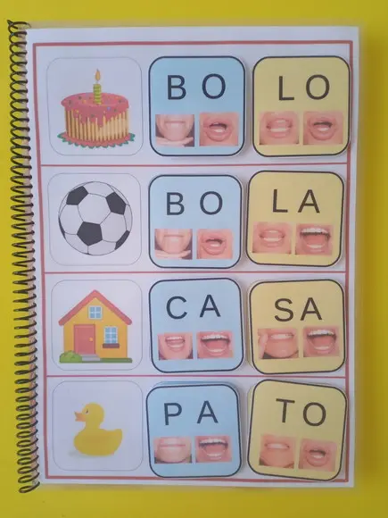 Palavras dissilabas com método fonovisuoarticulatorio