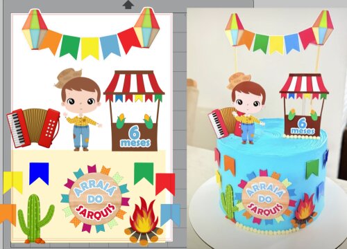 TOPO DE BOLO | FESTA JUNINA | ARQUIVO DE CORTE
