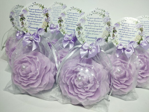 Lembrancinha 15 Anos Sabonete Flor Peônia Perfumado