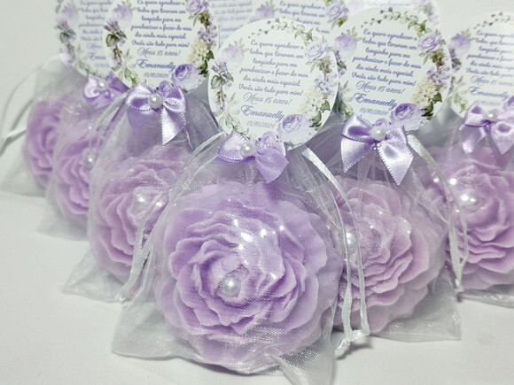 Lembrancinha 15 Anos Sabonete Flor Peônia Perfumado