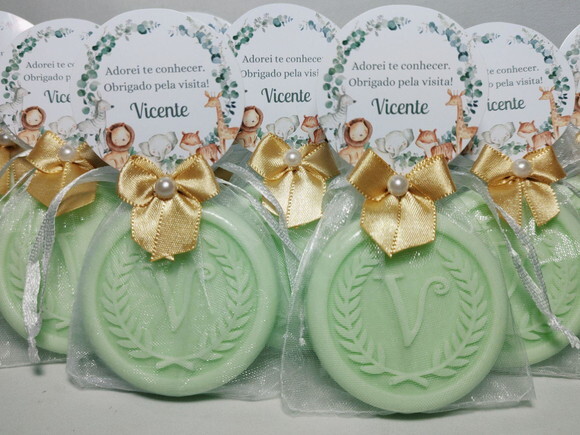 Lembrancinha Safári Personalizada, Sabonete Letra Inicial