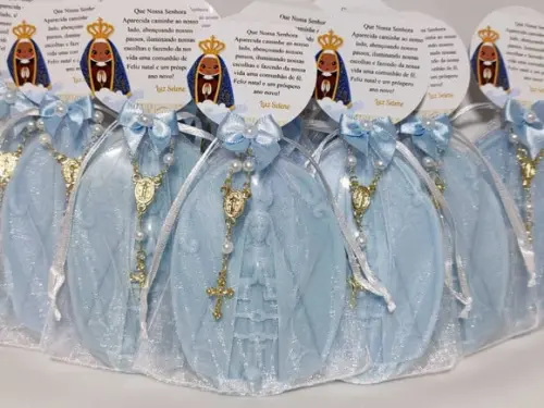 Lembrancinha 80 Anos: Sabonete Nossa Senhora com Mini Terço
