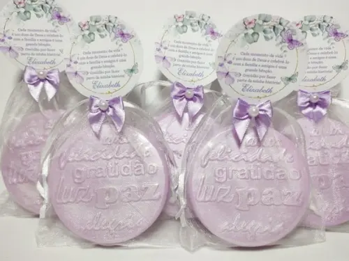 Lembrancinha de Aniversário: Sabonete Desejos de Gratidão G