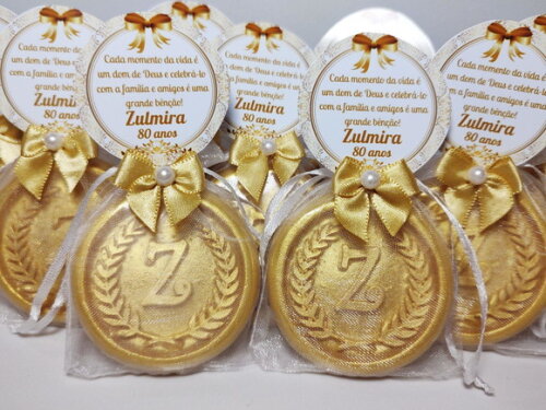 Lembrancinha 80 Anos, Sabonete Letra Inicial Personalizada