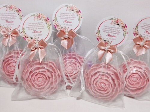 Lembrancinha 80 Anos: Sabonete Rosa Delicada Luxo