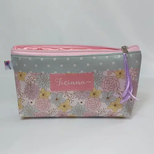 Estojo Midi Toque Acetinado Floral Pastel