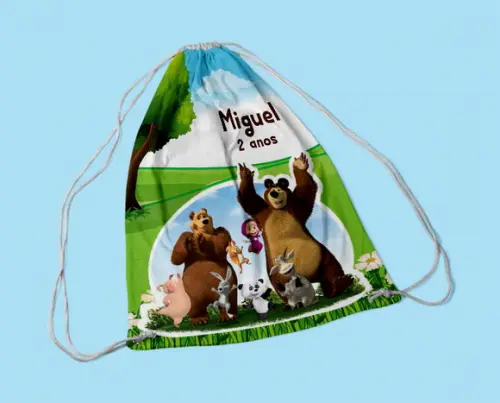 Mochila Personalizada P - 18x25 - Menina e o Urso