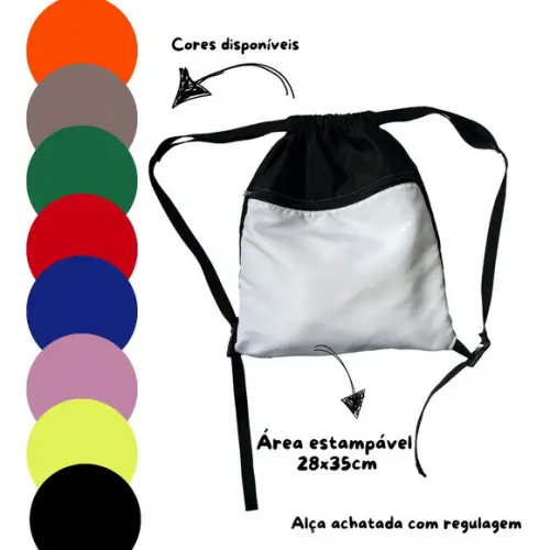 Mochila Saco com Zíper Premiun - para Estampar