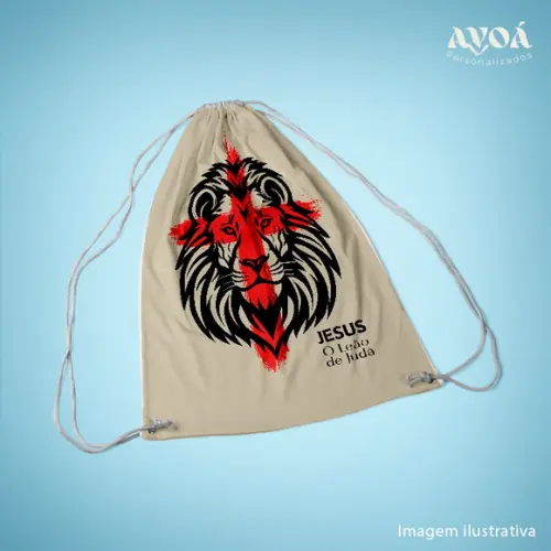 Mochila Saco Personalizada - 28x38cm- Leão de Juda