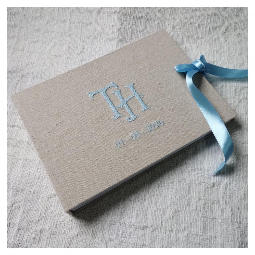 Livro de Assinaturas - Guestbook com Monograma e Data Bordados A5