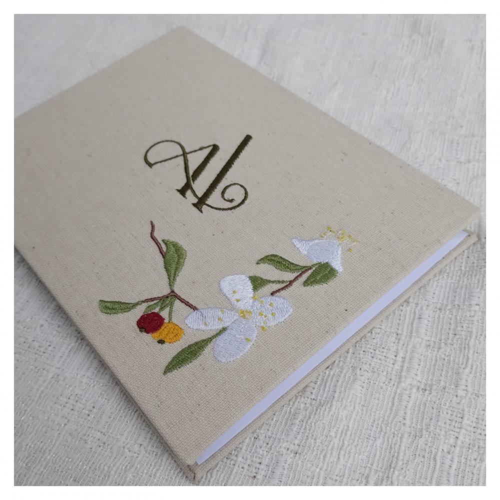 Livro Registros e Mensagens Arte Personalizada Bordada A5