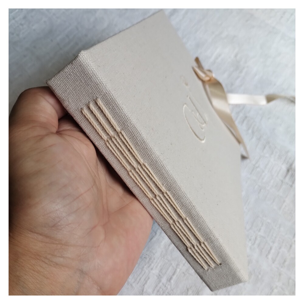 Livro de Assinaturas - Guestbook com Monograma e Data Bordados A5
