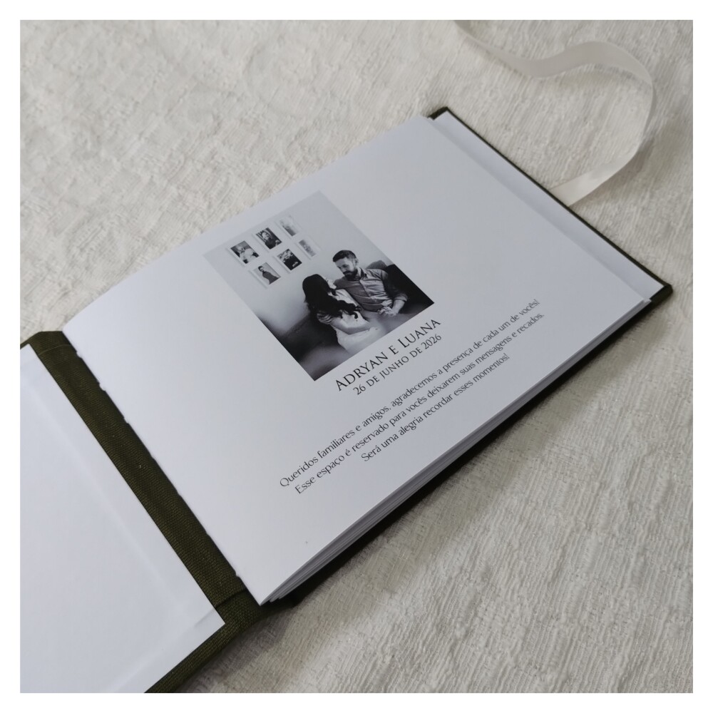 Livro Guestbook Casamento Iniciais e Data Bordados
