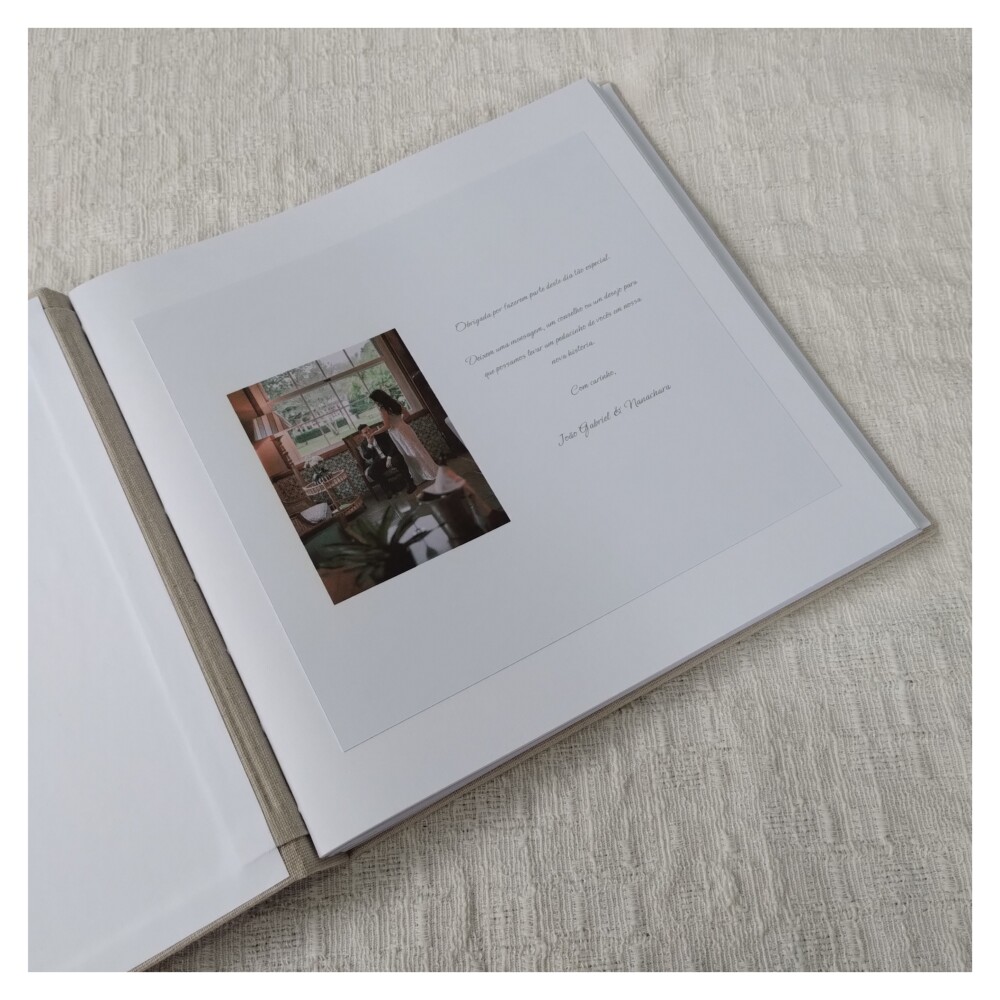 Livro de Visitas Casamento Guestbook Quadrado com Monograma Borda