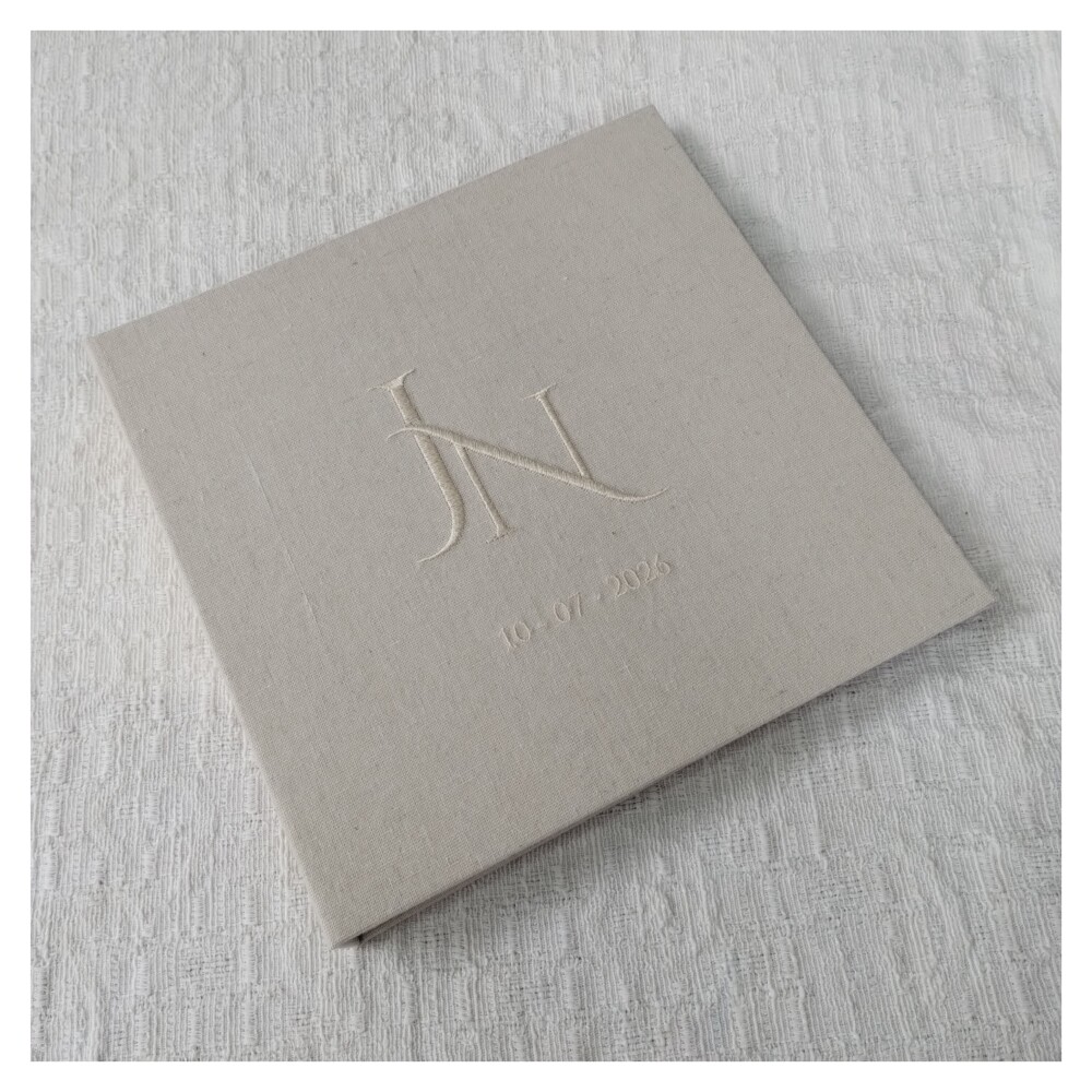 Livro de Visitas Casamento Guestbook Quadrado com Monograma Borda