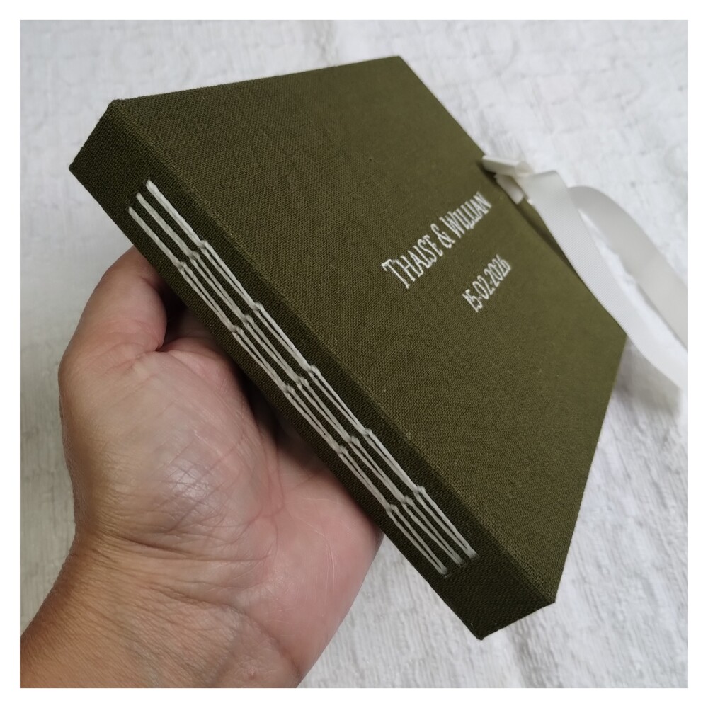 Livro de Assinaturas Casamento - Guestbook com Nomes e Data Borda