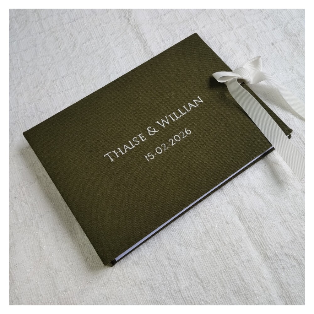 Livro de Assinaturas Casamento - Guestbook com Nomes e Data Borda