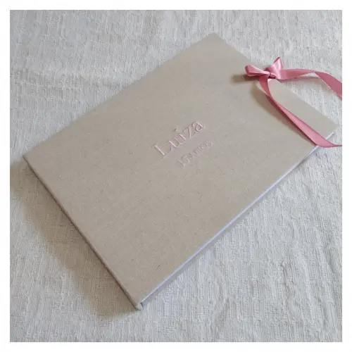 Livro de Assinaturas - Guestbook com Monograma e Data Bordados A5