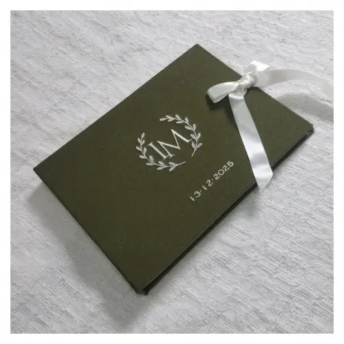 Livro de Assinaturas - Guestbook com Monograma e Data Bordados A5