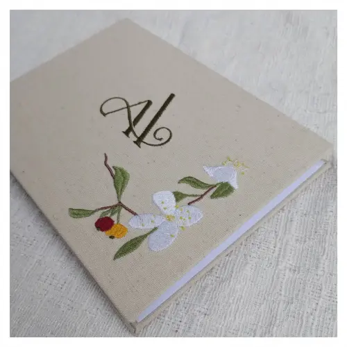 Livro Registros e Mensagens Arte Personalizada Bordada A5