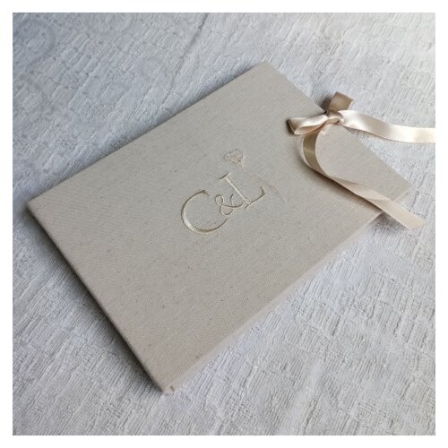 Livro de Assinaturas - Guestbook com Monograma e Data Bordados A5