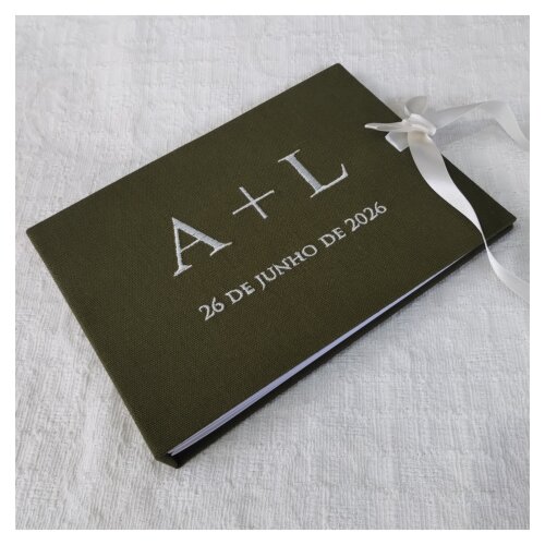 Livro Guestbook Casamento Iniciais e Data Bordados