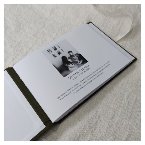 Livro Guestbook Casamento Iniciais e Data Bordados