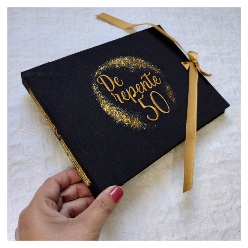 Livro Guestbook Álbum Aniversário Arte Personalizada Bordada
