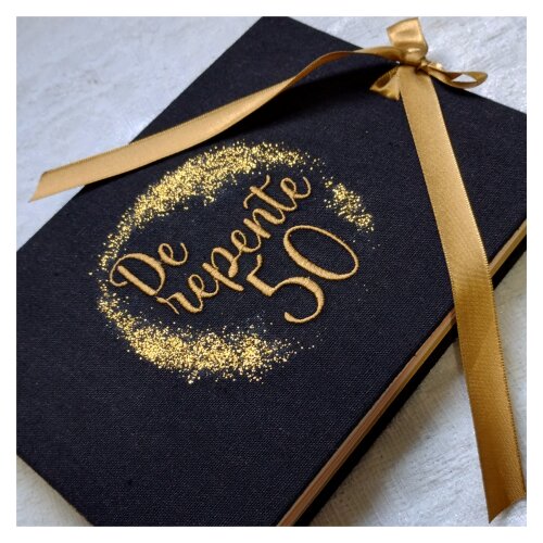 Livro Guestbook Álbum Aniversário Arte Personalizada Bordada