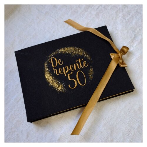 Livro Guestbook Álbum Aniversário Arte Personalizada Bordada