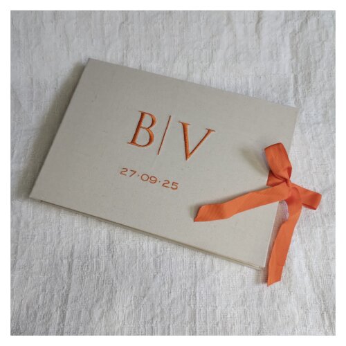 Livro Guestbook Casamento Iniciais e Data Bordados A4
