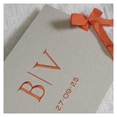 Livro Guestbook Casamento Iniciais e Data Bordados A4
