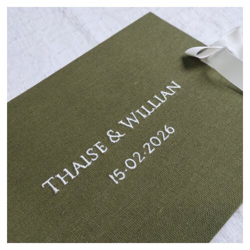 Livro de Assinaturas Casamento - Guestbook com Nomes e Data Borda