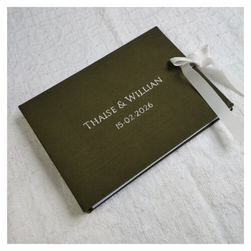 Livro de Assinaturas Casamento - Guestbook com Nomes e Data Bordados