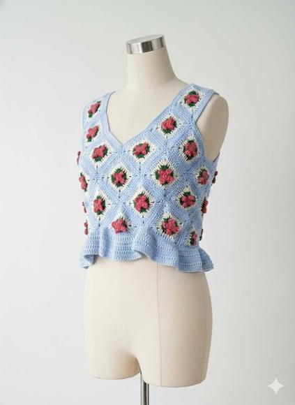 Blusa Cropped de Crochê