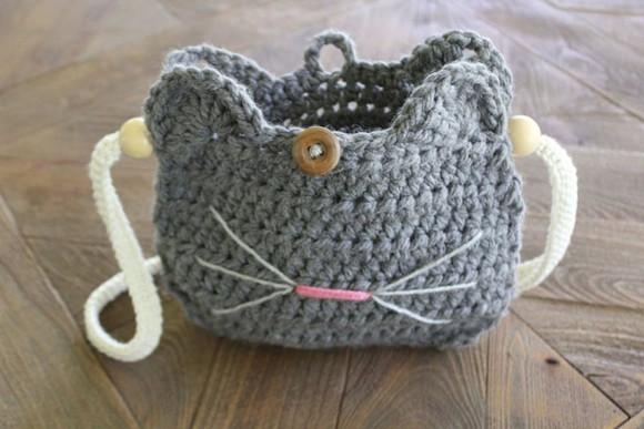 Bolsa de Crochê Gatinho